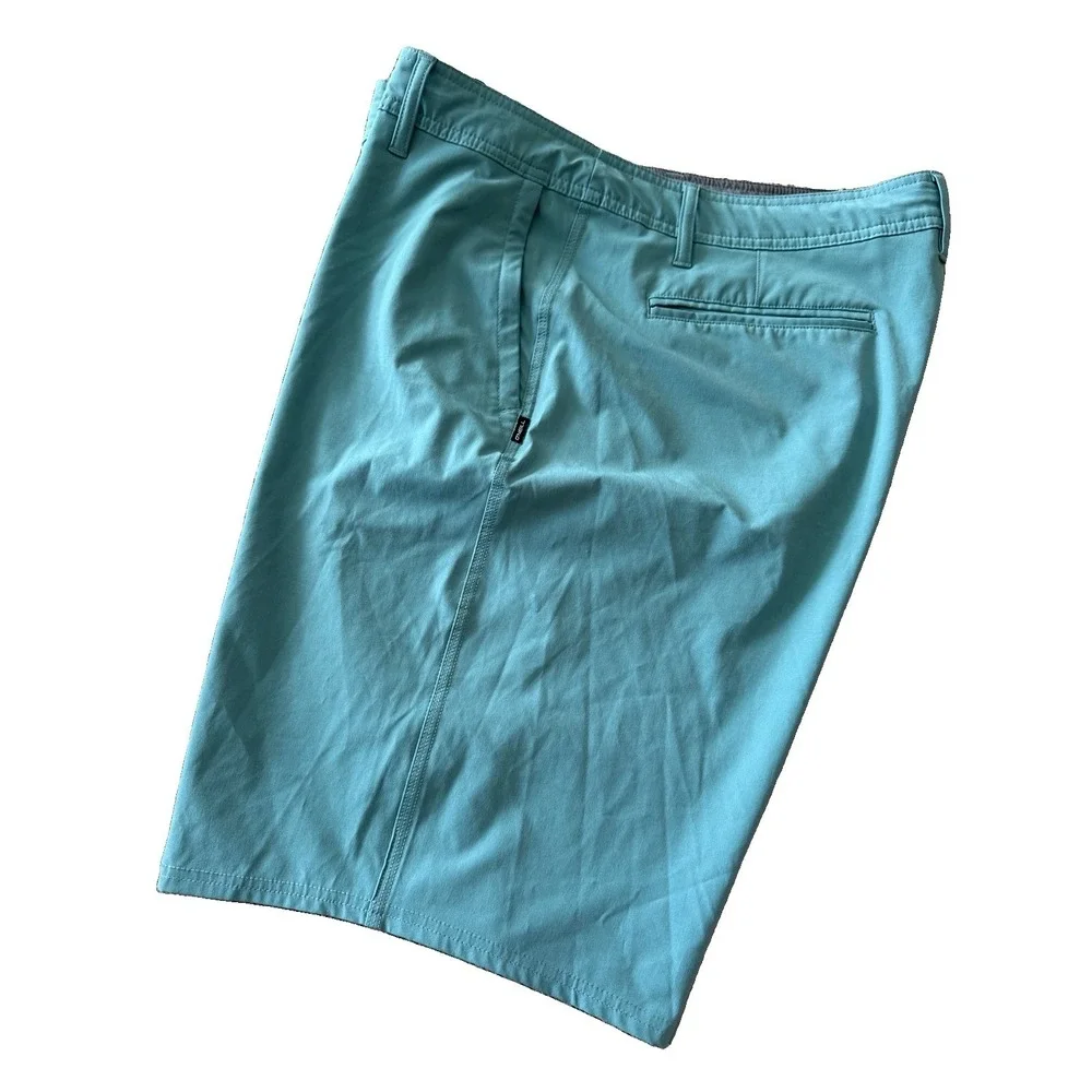 O'Neill Men's Chino Shorts Sea Glass Blue Size 40 Standard Fit Flat Front Casual